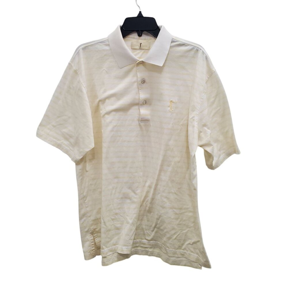 Harry Vardon Men's Yellow White‎ Stripe Triple Mercerized Cotton Golf Polo L